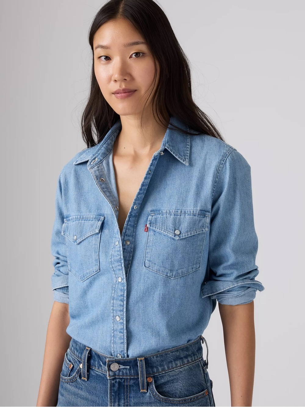 Levi’s Iconic Western Pearl Snap Denim Shirt Small